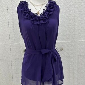 Y2K purple ruffle top